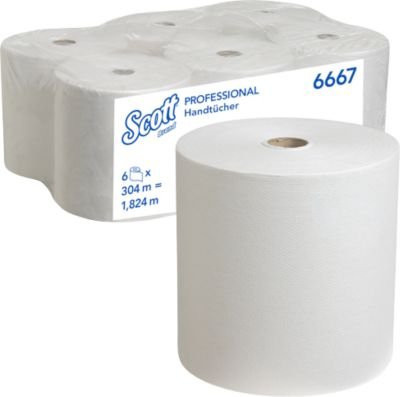 Scott Slimroll Papierhandtücher 6667, 1-lagig, weiß, 6 Rollen à 304 m - Bild 1