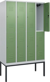 C+P Doppelstock-Spind Classic PLUS mit 4 Abteilen, Gestell, RAL 6011 Resedagrün, H x B x T: 212 x 120 x 50 cm - Bild 1