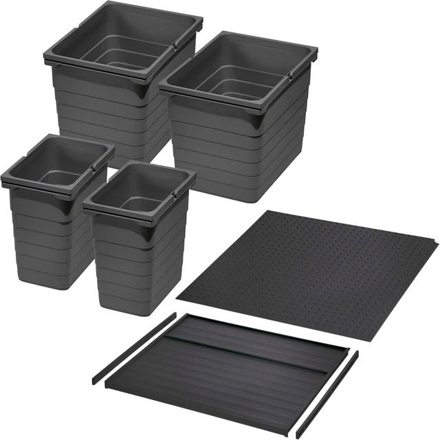 Ninka Abfalltrennsystem Eins2vier KB für Schrankbreite 600 mm, 2x 8L und 2x 17L, Dunkelgrau - Bild 1
