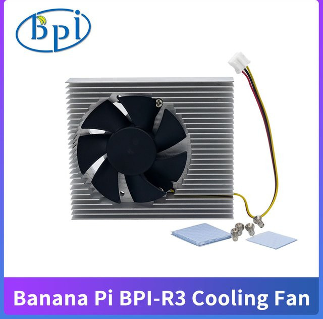 Banana Pi BPI-R3 Aluminium Kühlkörper mit Lüfter in Silber für das Entwicklungsboard - Bild 1