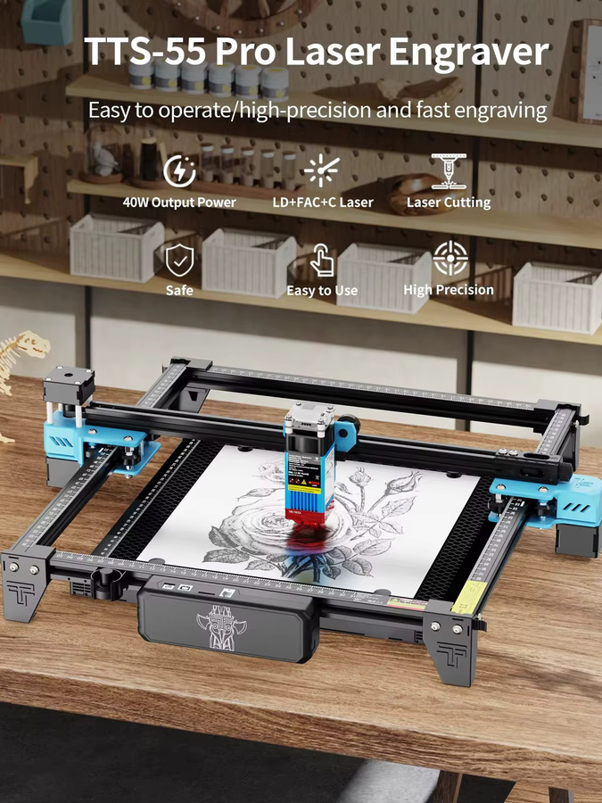 TWOTREES CNC Lasergravurmaschine TTS-55 Pro und TTS-10 Pro Lasergravierer zum Schneiden von Acryl, Leder und Holz in Schwarz - Bild 5