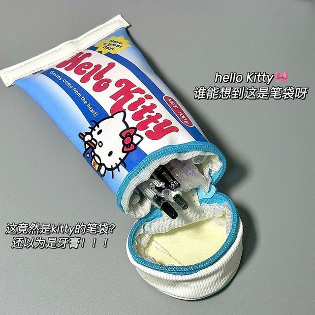 Hello Kitty Federmäppchen in Zahnpastaform, blau, Textil - Bild 1
