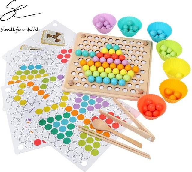 Small Foot Hände-Gehirn-Trainings-Clip-Perlen-Puzzle, Mathe-Spiel, Holzspielzeug - Bild 1