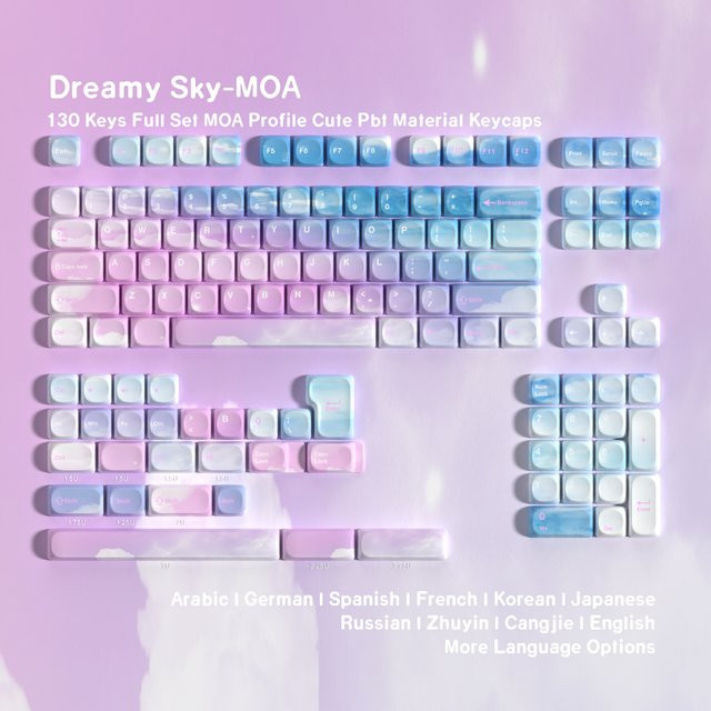 Dream Sky MOA PBT-Tastenkappen in Multicolour für mechanische Tastaturen im Alice-Layout - Bild 1