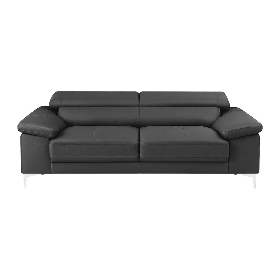 Vente-unique Sofa Solange in Anthrazitgrau aus Leder mit Breite: 210 cm - Bild 2