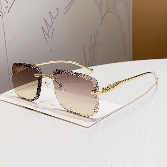 Sonnenbrille, randlos, quadratisch, Metall, grau, Unisex - Bild 1