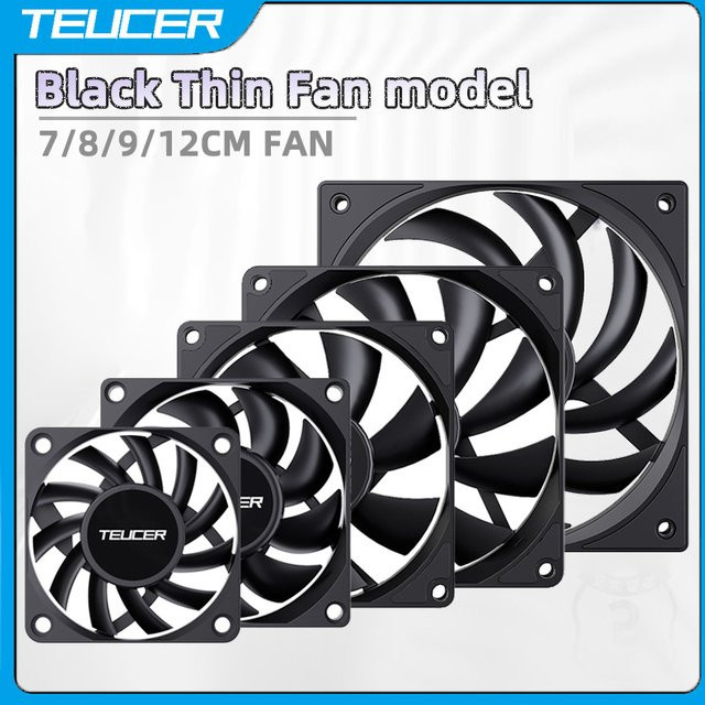 TEUCER Ultradünner Computergehäuselüfter Schwarz, B/T/H: 6 x 6 x 1 cm, 12 V für PC, CPU und Kühlkörper - Bild 1