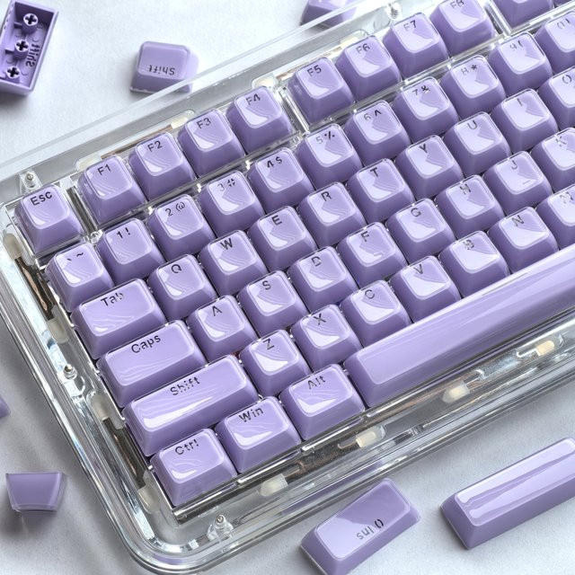 Kristall Lila Tastenkappen Set aus PC mit Jelly-Effekt für Aula F75, F99 und F75Pro, 135 Tasten, transluzent, Iso Layout mit Alice und Space Bar Optionen - Bild 1