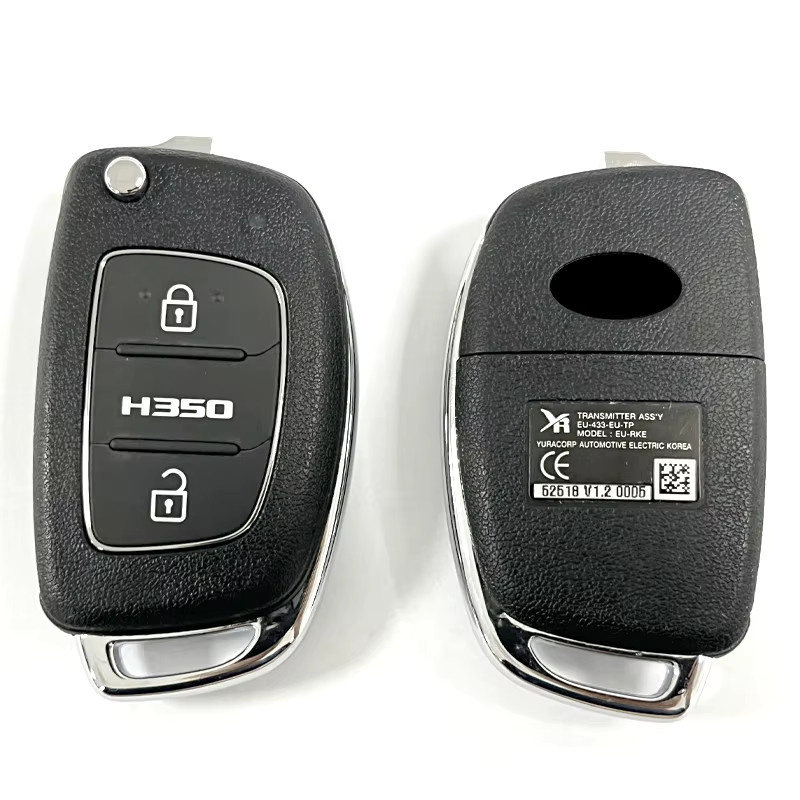 Original Hyundai CN020520 2-Tasten Flip Schlüsselanhänger mit 4D60 Chip 433 MHz für H350 Lkw 2018 in Schwarz - Bild 2