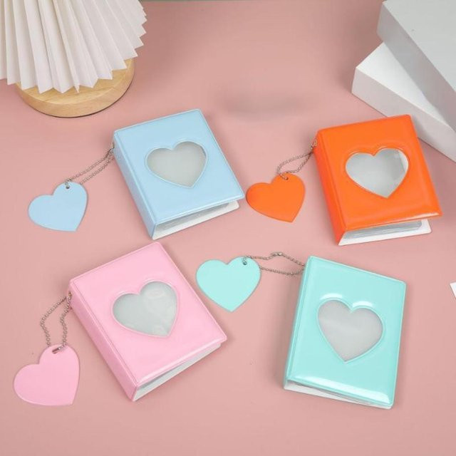 3-Zoll Fotoalbum Liebe in Orange mit Herzanhänger für Kpop Idol Fotokarten und Polaroid Album aus Kunststoff - Bild 1