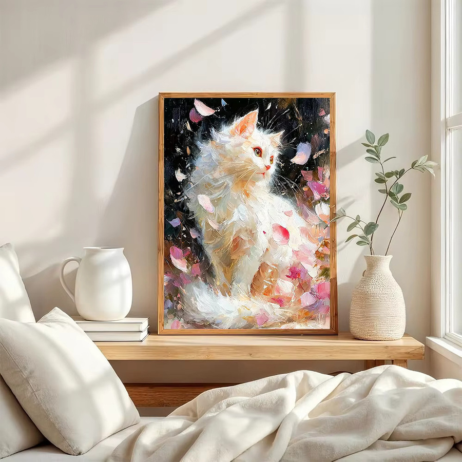 QIZITENG DIY Mosaik-Bild mit Katzen und Blumenlandschaft als Diamant-Stickerei in Multicolour, B/H: 20 x 30 cm - Bild 2