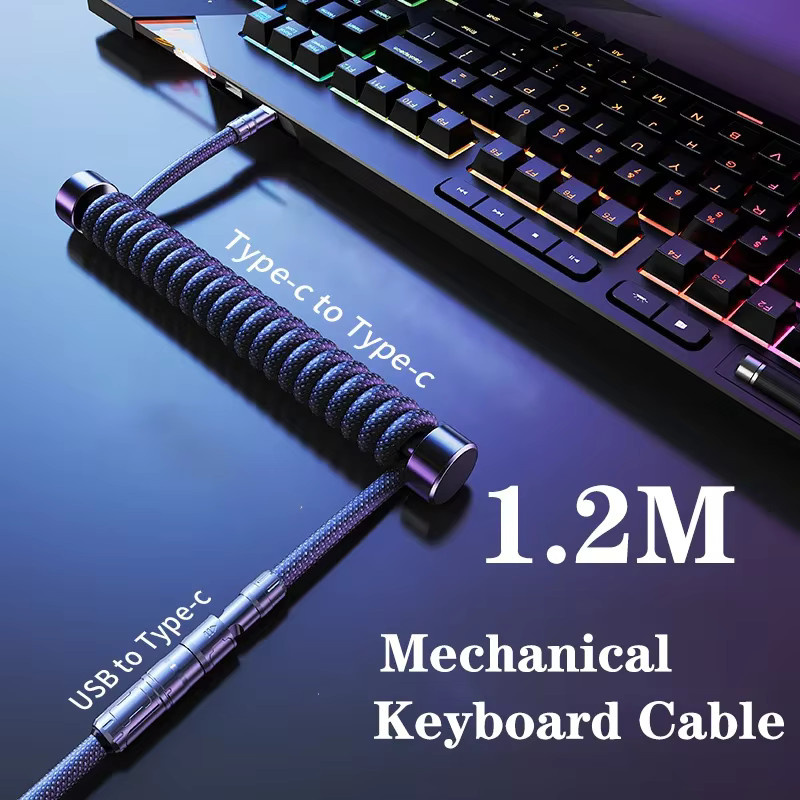 Oatsbasf Lade- und Übertragungskabel für mechanische Gaming-Tastaturen, Typ-C zu Typ-C und USB zu Typ-C, Luftfahrtstecker, Schwarz - Bild 3