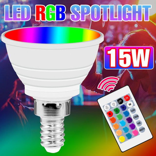 15W RGBW LED Glühbirne E27 mit Fernbedienung in Weiß für Party und Dekoration - Bild 1