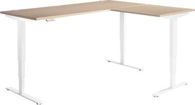 Elektrisch höhenverstellbarer Winkelschreibtisch AERO FLEX in Eiche und Weiß mit Memorypanel, B: 200 cm, T: 160 cm - Bild 1