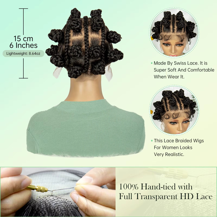 KIMA Bantu geflochtene Perücke mit Babyhaar, Damen - Bild 3