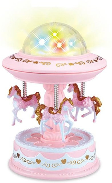 Yiran Furniture Nordic Karussell Spieluhr mit Stern Projektion Licht in Multicolour, Desktop Dekoration aus Kunststoff, B/T/H: 16,0 x 10,5 x 10,5 cm - Bild 1