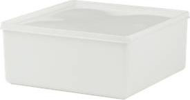 Hünersdorff Universalbehälter mit Deckel, luftdicht und auslaufsicher, Weiß/Beige, 3,2 l, B: 20,8 cm, T: 20,8 cm, H: 9,4 cm - Bild 1