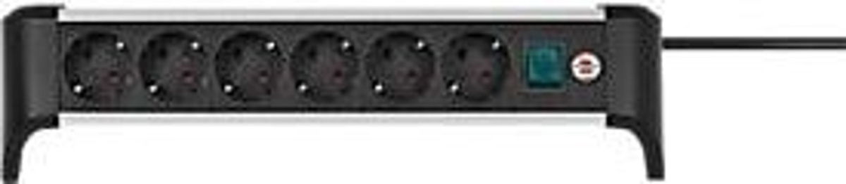 Brennenstuhl Alu-Office-Line 6-fach-Steckdosenleiste mit Schalter und 45-Grad-Anordnung, Schwarz/Silber, L 385 x B 115 x T 105 mm - Bild 3