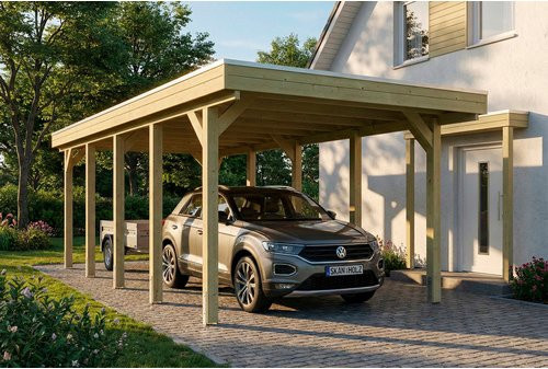 SKANHOLZ Carport Friesland mit Stahl-Dachplatten in Grün, B: 320 cm, L: 860 cm - Bild 1