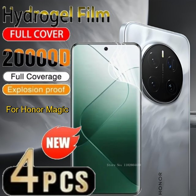 4er-Pack Hydrogel-Displayschutzfolien für Honor Magic 7 6 5 Pro und Lite, transparent, HD-Schutzfolie - Bild 1