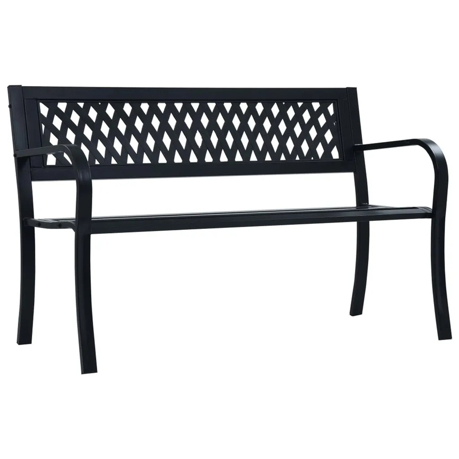 Furnicato Gartenbank modern in Schwarz aus Stahl und Kunststoff, Breite: 120 cm, Höhe: 76 cm, Tiefe: 51 cm - Bild 2