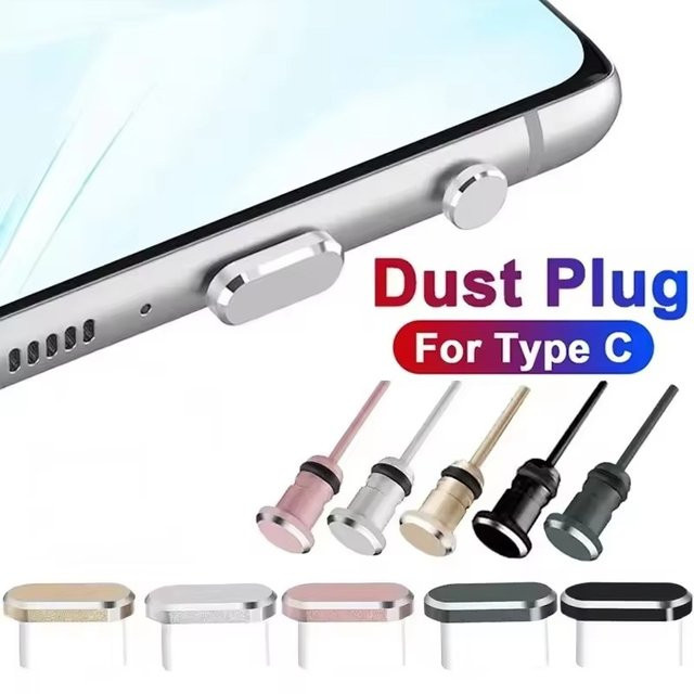 Staubschutzkappen aus Metall für USB-C und 3,5 mm Klinkenanschlüsse für iPhone, Samsung und Xiaomi - Bild 1