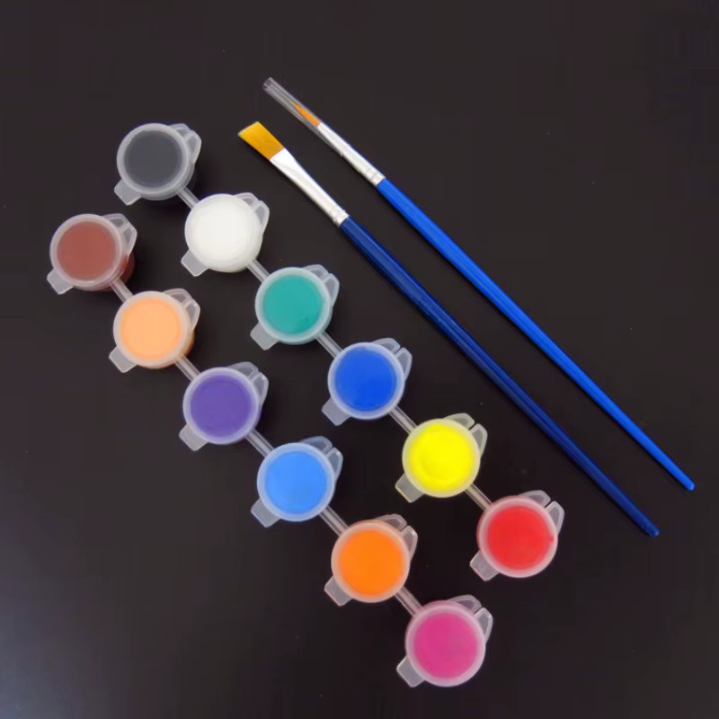 Acrylpigment-Set mit 12 Farben für Aquarell-, Stein- und Keramikmalerei inklusive integriertem Pinsel, Mehrfarbig - Bild 6