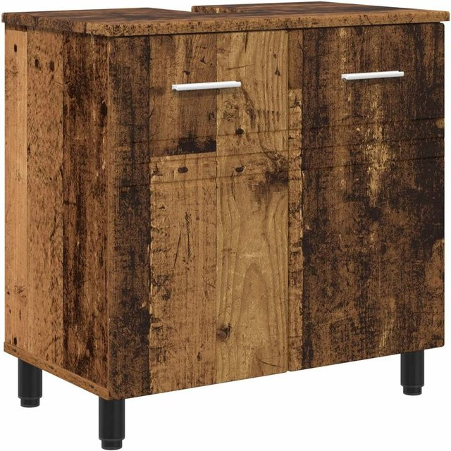 vidaXL Waschtisch aus Altholz in Braun mit Türen und Regalfächern, B/T/H: 60 x 35 x 60 cm - Bild 1