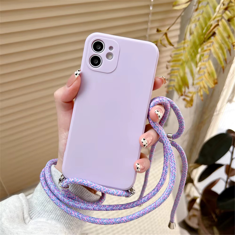 Xiaomi Silikon-Softcover Handyhülle mit Crossbody-Halskettenband für Redmi Note 15 Pro Plus, Note 15, Note 15C, Farbe: Purple - Bild 1