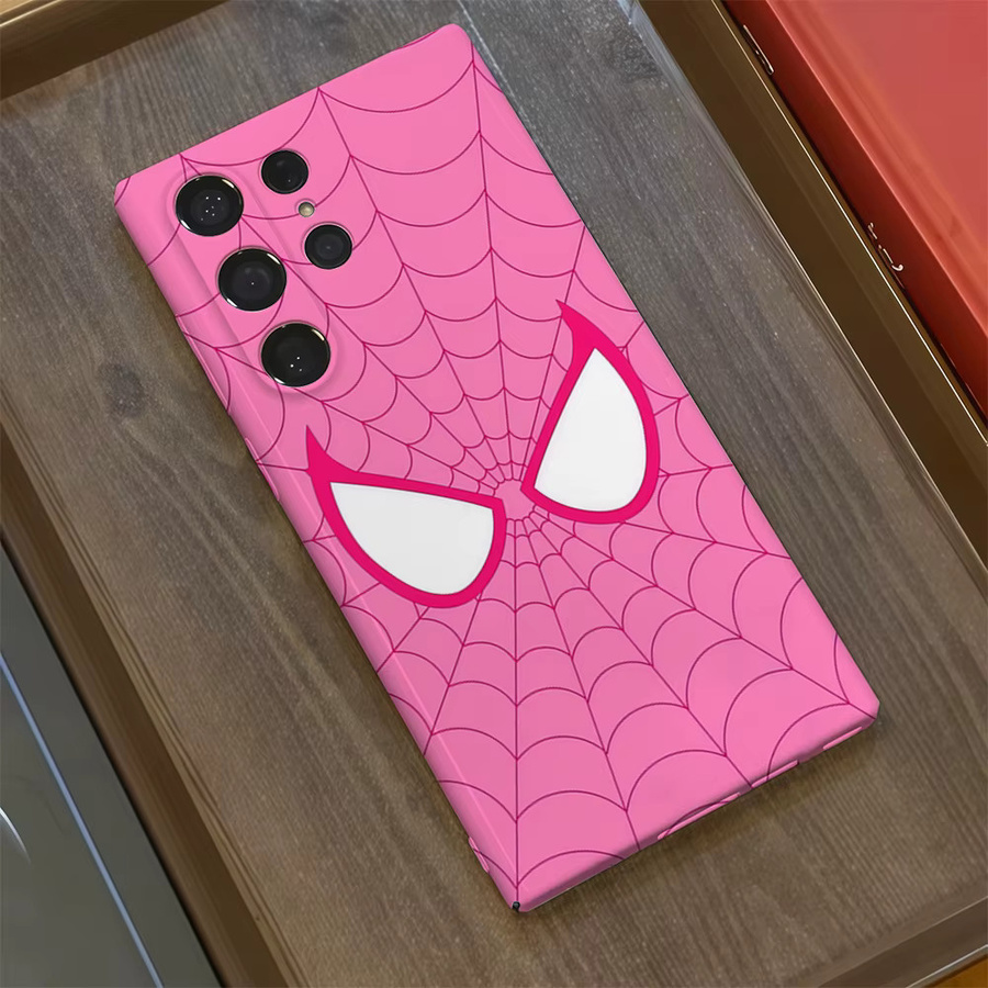 Pink Spider Web Icon Handyhülle für Samsung Galaxy S25 S24 S23 Ultra Plus A35 A55 in Pink Glossy HD Hard Cover - Bild 2