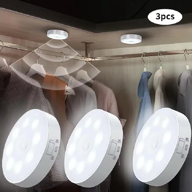 ZHIYU LED Nachtlicht mit Bewegungssensor, USB aufladbare drahtlose Schranklampe in Weiß für Küche, Garderobe und Treppe - Bild 1