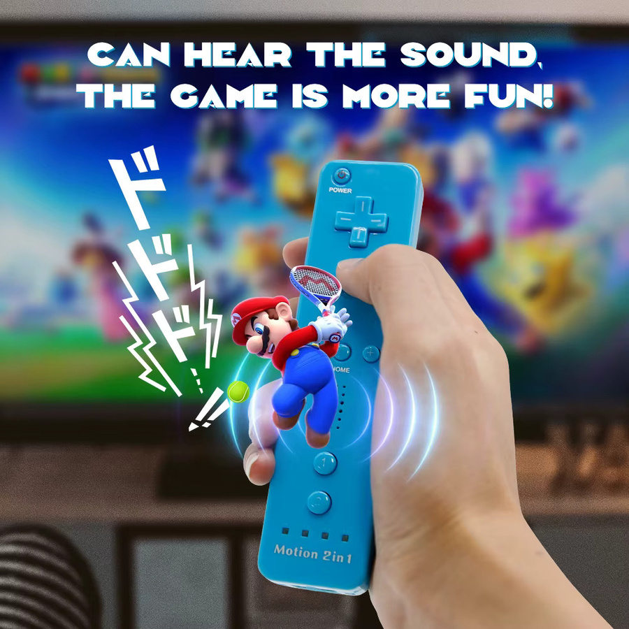 Wired Nunchuck 2 in 1 Motion Plus Zubehör für Nintendo Wii und Wii U Konsole in Blau - Bild 2