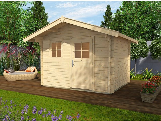 Weka Holz-Gartenhaus Belluno B in Natur mit Satteldach, B/T: 380 x 370 cm - Bild 1