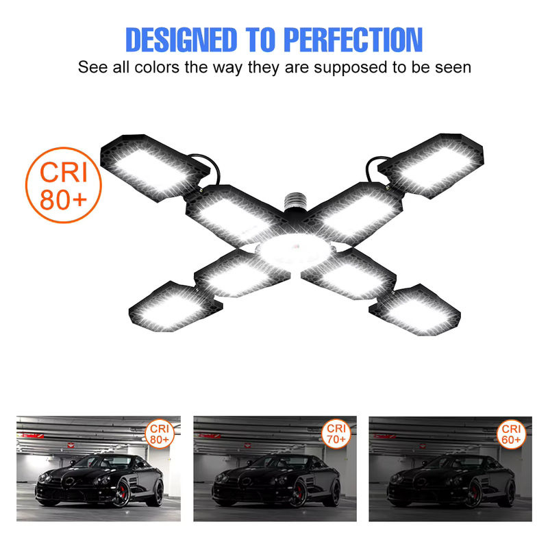 CanLing 400W LED Deckenleuchte E27 Schwarz verformbare Garagenlampe mit verstellbaren Panels für Industrie und Werkstatt - Bild 5