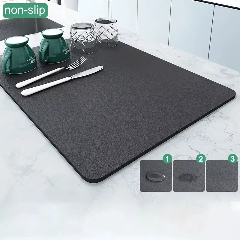 VIKAMA Küchen-Absorbiermatte mit Tierprint, rutschfeste und schnelltrocknende Geschirrmatte in einfarbigem Design - Bild 4