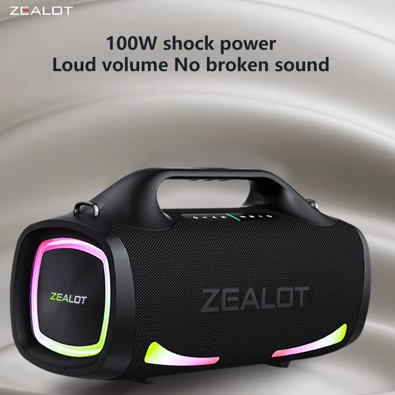 Zealot S79 Kabelloser Lautsprecher mit 100W, Tragbarer Hi-Fi Subwoofer mit Dual-Pairing und 24000mAh Akku, Schwarz - Bild 2