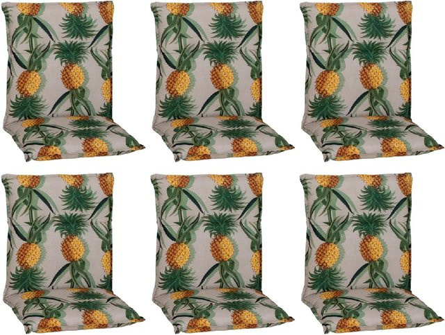 Beo Sitzauflage Niedriglehner Treffelstein 6er-Set mit Ananas-Motiv in Hellgrau - Bild 1