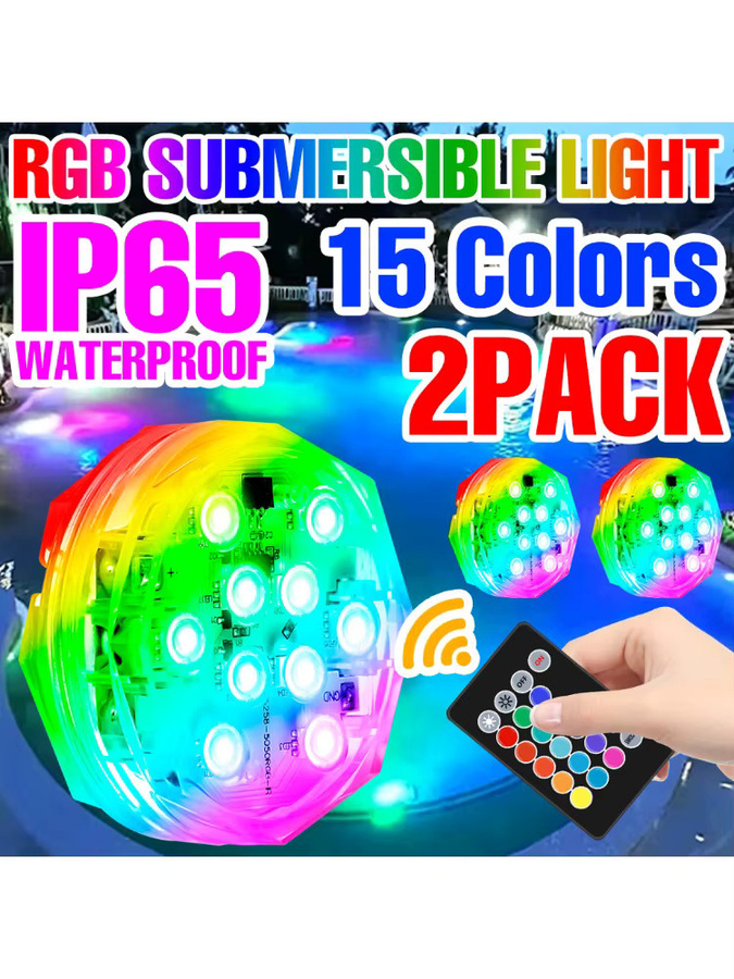 2er-Pack RGB LED-Unterwasserbeleuchtung für Pool, Teich und Garten als wasserdichte Dekoration - Bild 5
