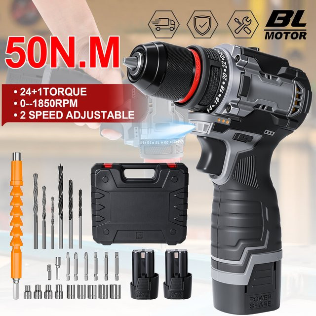 Betuyoo 29-teiliges Mini-Akku-Bohrschrauber-Set in Blau mit 16,8 V, 55 Nm Drehmoment und 24+1 einstellbarer Kupplung - Bild 1
