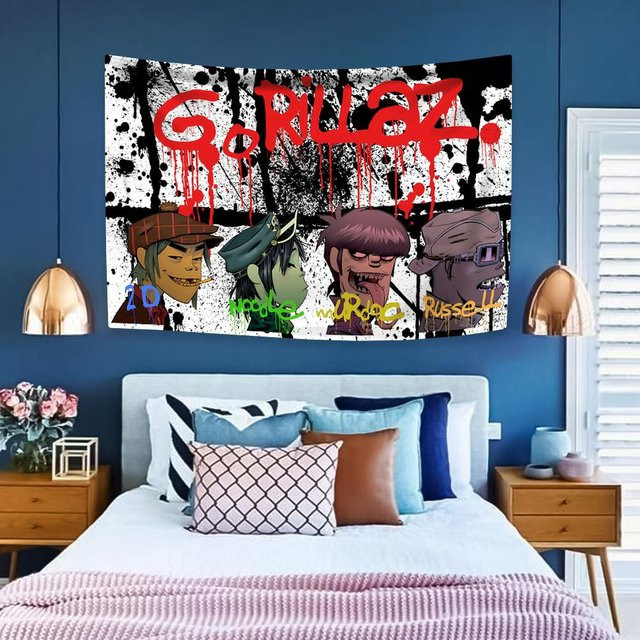 Gorillaz Wandteppich HAPPYHORSE Wandbehang aus Polyester in Multicolour für Wohnzimmer und Schlafzimmer - Bild 1
