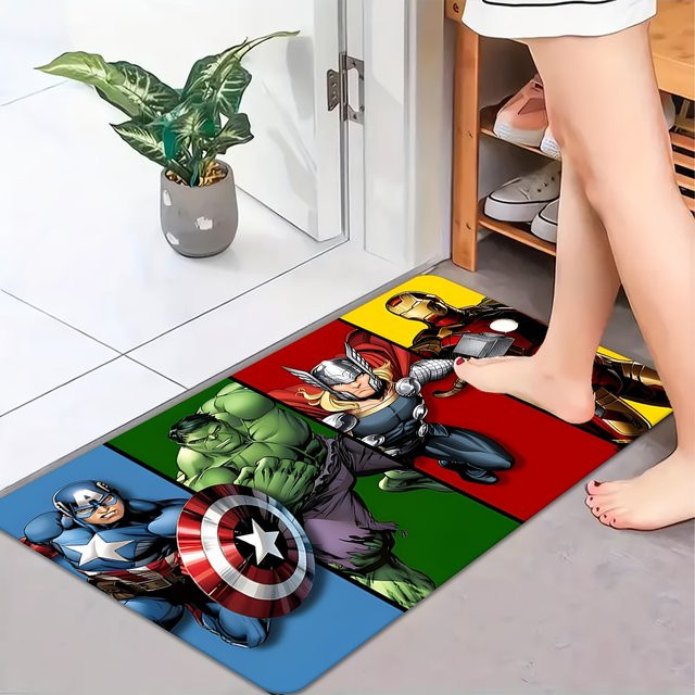 Beast Kingdom Marvel Teppich mit Hulk-Thor Cartoon-Print, Rechteckig, Multicolour, Breite: 80 cm, Tiefe: 50 cm, Höhe: 1 cm - Bild 1