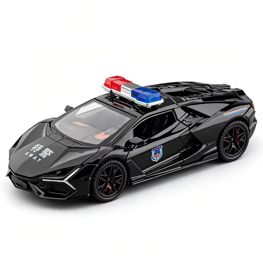 MAKEDA Aventador Hellcat Polizeiauto, Druckguss-Modell, 1:32, mit Sound und Licht, Rückziehfunktion - Bild 3