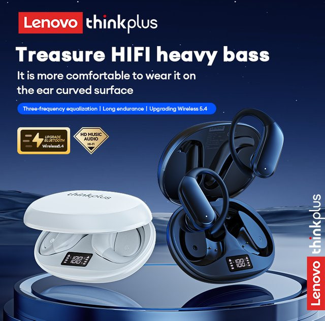 Lenovo XT55 OWS Ohrbügel-Sportkopfhörer Kabellose Bluetooth 5.4 HiFi Stereo-Ohrhörer mit Mikrofon und Geräuschunterdrückung in Schwarz - Bild 1