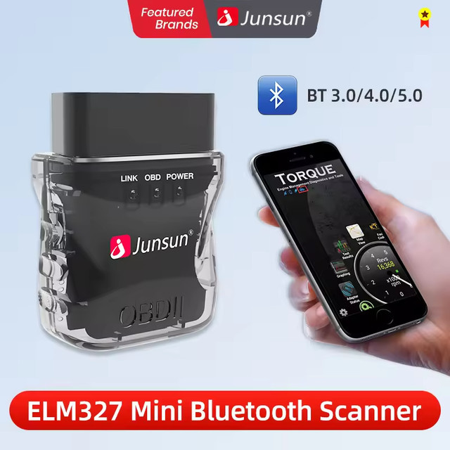 Junsun Bluetooth OBD2 Adapter Mini ELM327 für Android Headunit zur Auto-Diagnose und Scanner-Funktion - Bild 1