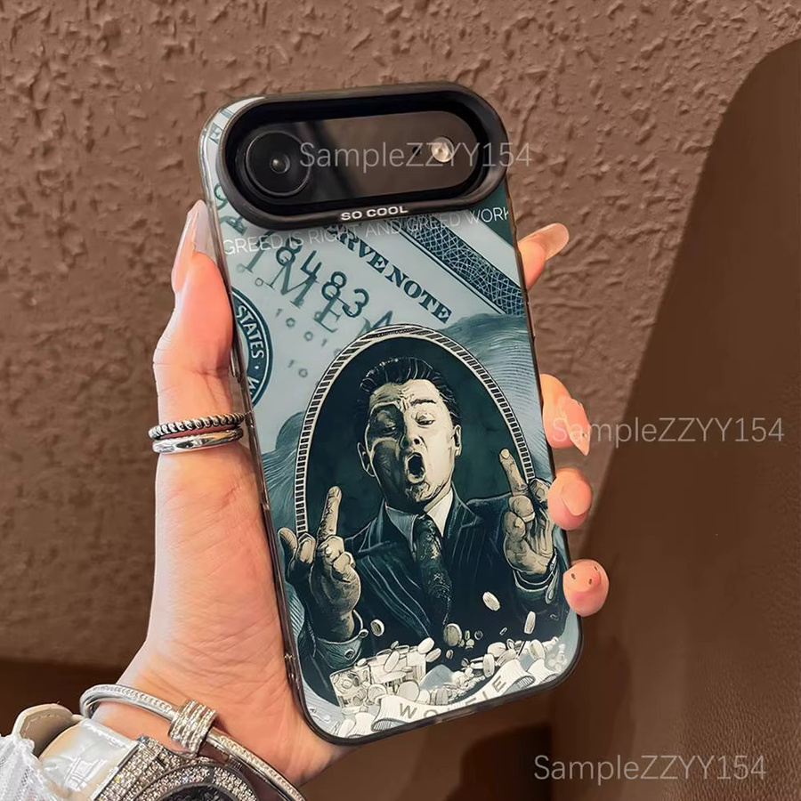 W-Wolf Of Wall Street Handyhülle für iPhone 11 bis 17 Pro Max Plus Mini, Grau Matt, Stoßfeste IMD-Abdeckung - Bild 2
