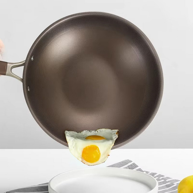 Antihaftbeschichtete Wok-Bratpfanne aus Titan-Edelstahl für Induktions- und Gasherde - Bild 1