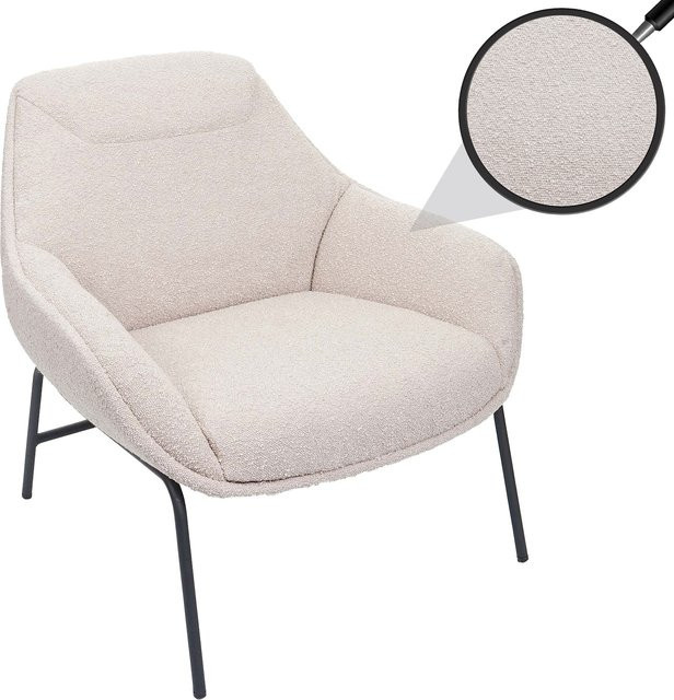 Lounge-Sessel MCW-J77 Cocktailsessel mit Bouclé-Stoff und Metallgestell in Beige - Bild 1