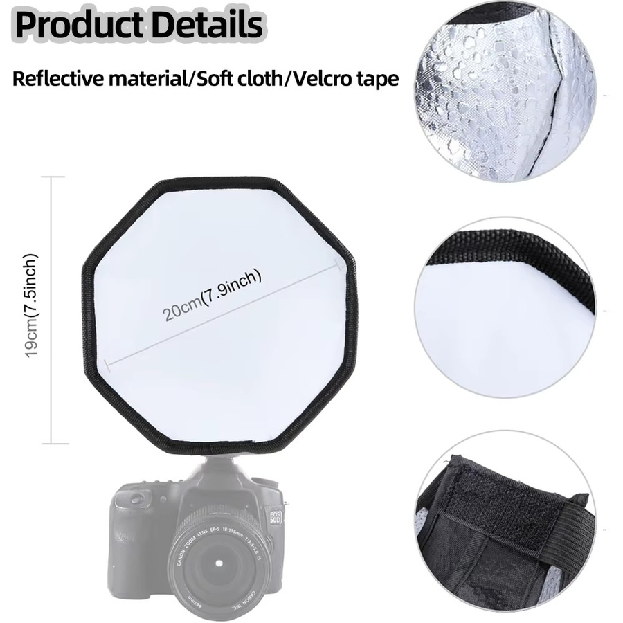 EXSKOF Faltbarer Blitzdiffusor in Weiß, professionelle Mini-Softbox für Canon und Nikon, Durchmesser: 20 cm - Bild 3