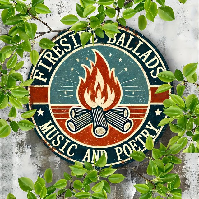Potdemiel Fireside Ballads Vintage-Aluminiumschild, rundes Wandkunst-Dekoschild in Multicolour für drinnen und draußen - Bild 1