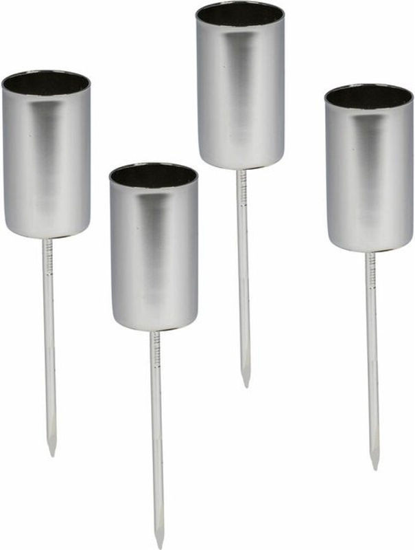 SPETEBO Stabkerzen Pick 4er Set in Silber aus Metall für Advent und Weihnachten - Bild 1